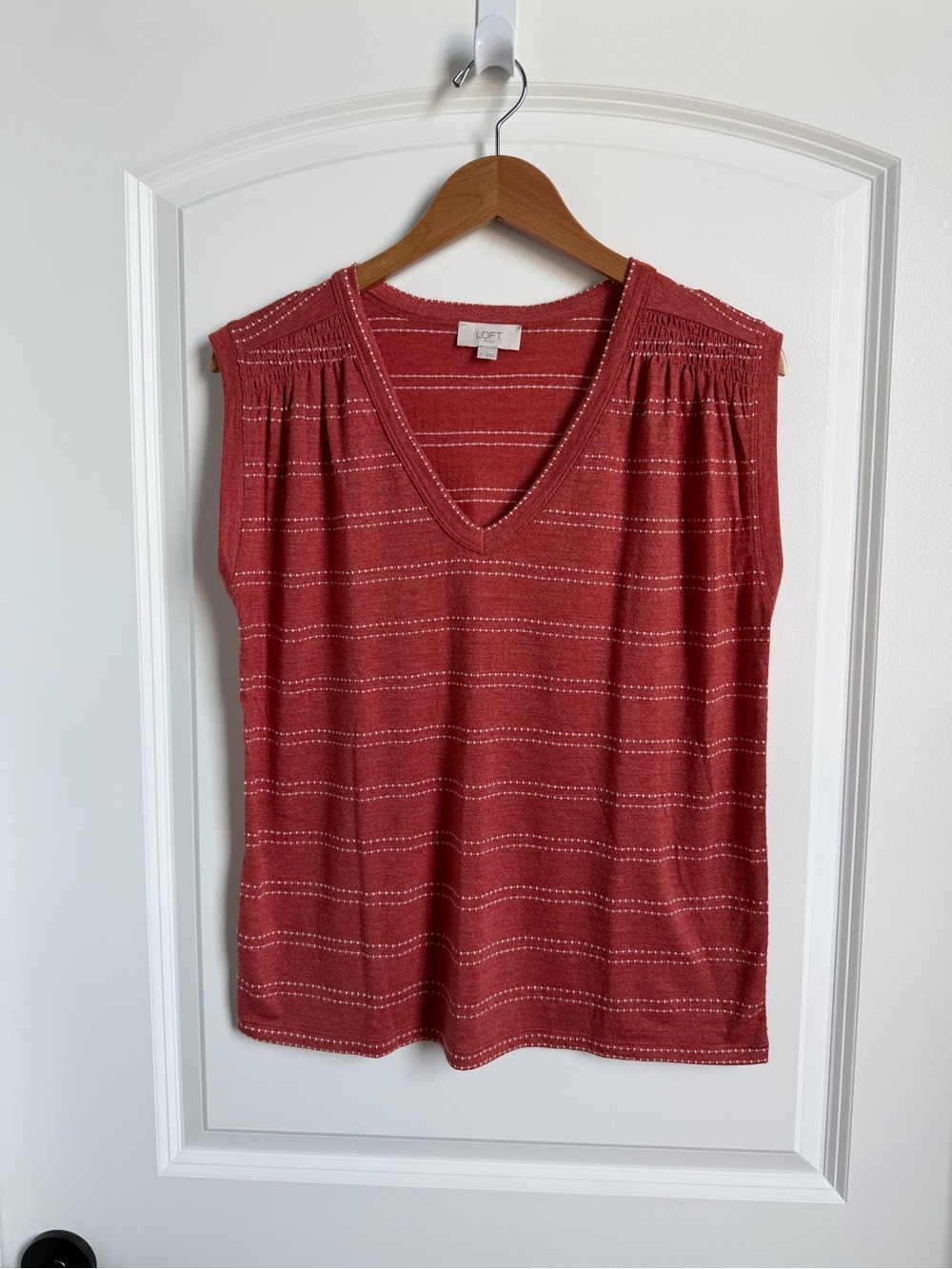 LOFT Outlet Terracotta Stripe Cap Sleeve Top